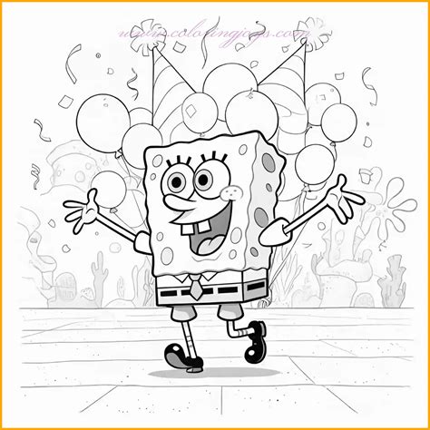 Spongebob Dancing At A Bikini Bottom Party Coloring Page Coloring Joys Free Coloring Pages