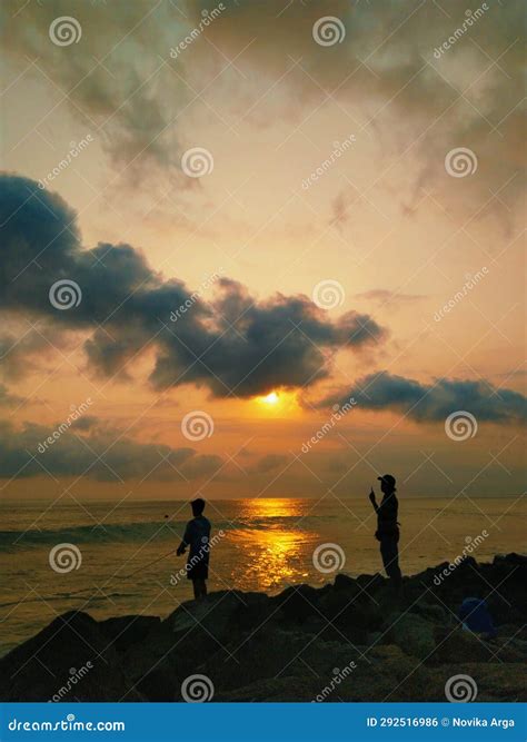 Sunset on the Beach, Silhouette Backround Stock Photo - Image of dawn ...