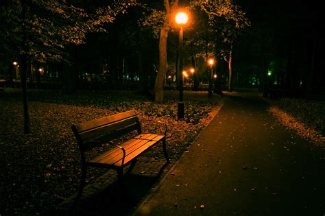 Night, park, bench, lantern, dark - free image from needpix.com