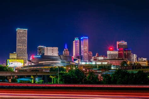 Tulsa Oklahoma Skyline At Night Wall Art Downtown Tulsa Architecture Art Cityscape Art Tulsa