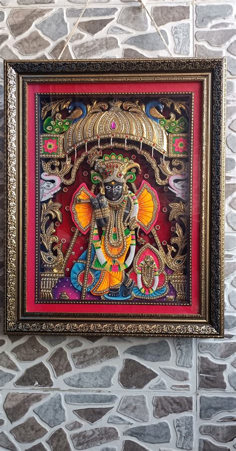 Divine Banke Bihari Tanjore Painting With Frame