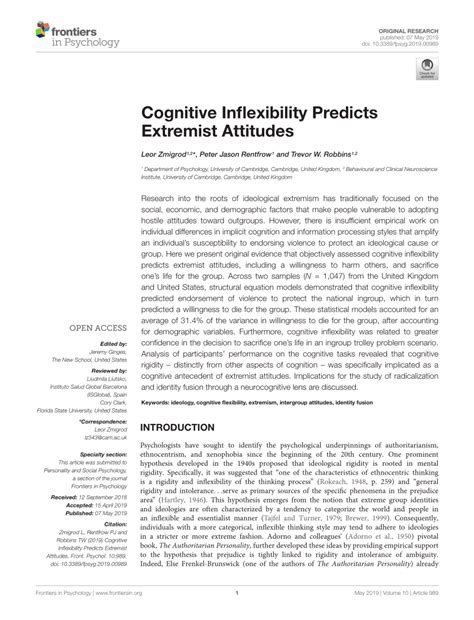 (PDF) Cognitive Inflexibility Predicts Extremist Attitudes