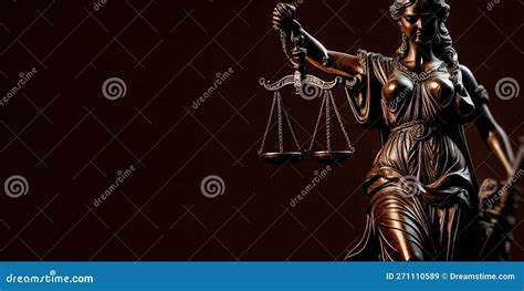 Lady Justice Statue On A Dark Background With Copy Space, Banner. Stock ...