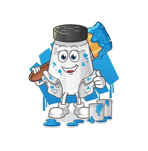 Premium Vector Salt Shaker Painter Illustration Character Vector