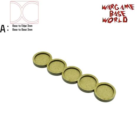 Wargame Base World Movement Tray 5 Round 25mm Line Shape Mdf