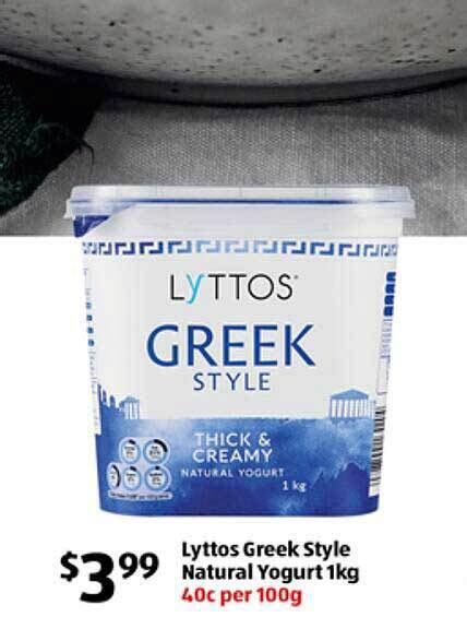 Lyttos Greek Style Natural Yogurt Offer At Aldi