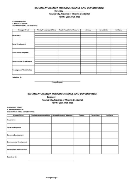 Barangay Agenda For Governance And Development Pdf