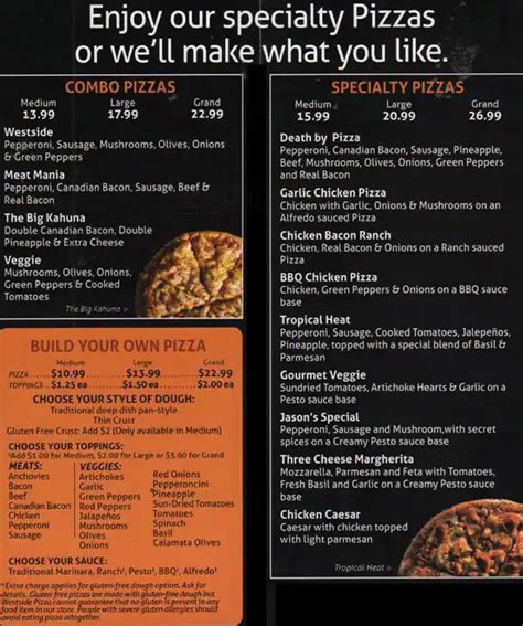 Westside Pizza Menu, Menu for Westside Pizza, Poulsbo, Poulsbo - Urbanspoon/Zomato