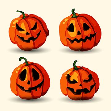 Spooky Pumpkin Vector Hd PNG Images Set Of Spooky Pumpkin Face Spooky