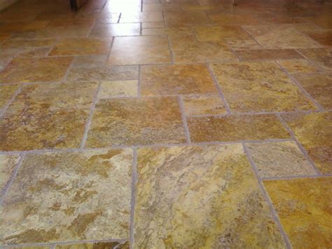 Scabos Brushed Chiseled Edger Versailles Pattern Travertine Project