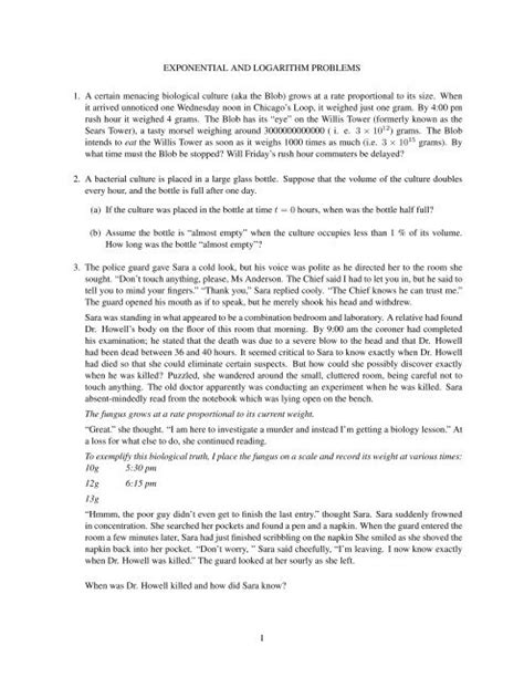 Exponential Growth And Decay Word Problems Riddle Worksheets Library