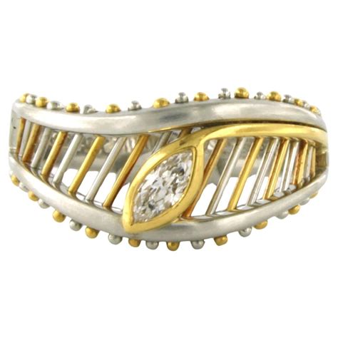 Ring With Diamond Platinum And 18k Yellow Gold For Sale At 1stdibs