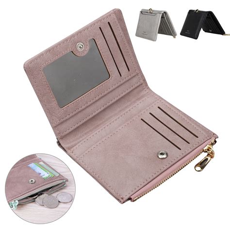 Women S Rfid Bifold Leather Small Wallet Ladies Mini Purse With Coin Pocket Vintage Zipper