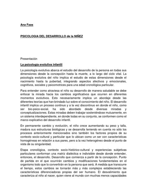 Ana Faas Psico Evol Actividad Pdf Sicología Psicología Del