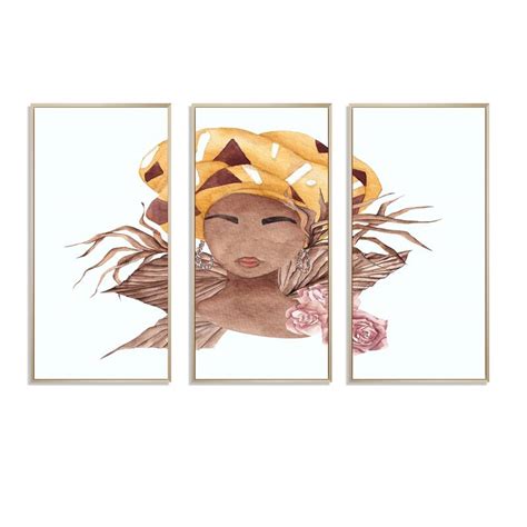 Designart African American Woman Dried Flowers Leaves Iii Glam Framed Canvas Wall Art Print