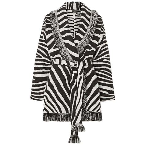 Alanui Lapponia Belted Fringed Zebra Jacquard Wool Cardigan At 1stdibs