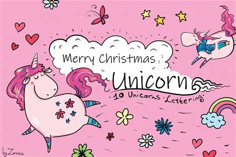 Merry Christmas Unicorn Clip Art 148505 Illustrations Design