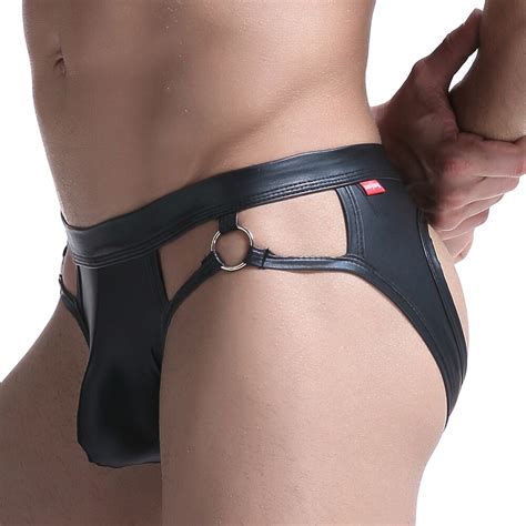 Jockstrap Pu Leather Thongs Men Low Rise Sexy Male Underwear Backless Penis Pouch Gay Panties