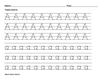 Spanish Alphabet Handwriting Worksheets By Fabulosa Teacher Tpt