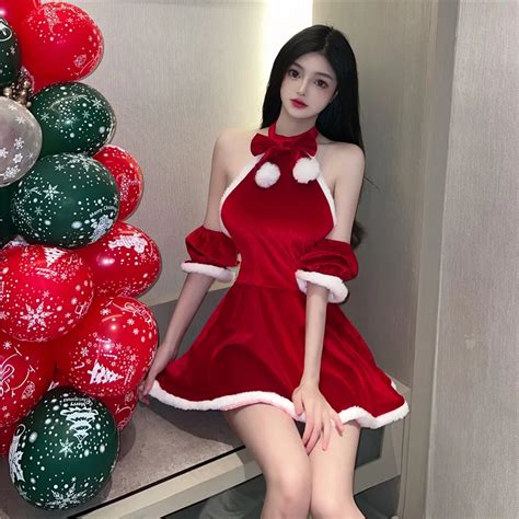Christmas Red Woman Dress Sweet Girl Cosplay Santa Claus Sexy Lingerie New Year Christmas Eve