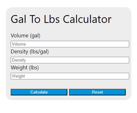 Gal To Lbs Calculator Calculator Academy