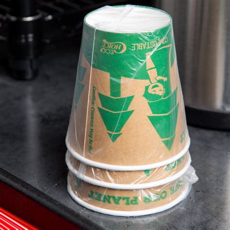 Lavex Lodging 10 Oz Kraft Compostable Individually Wrapped Paper Hot Cup 480 Case