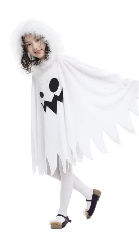 Jelord Kids Girl Halloween Costume White Ghost Hooded Cape Cosplay