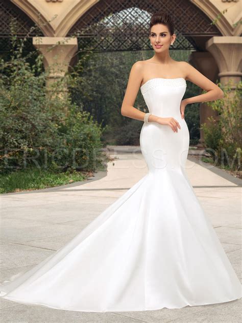 nwd  fashionable  bride simple satin mermaid wedding dress fish