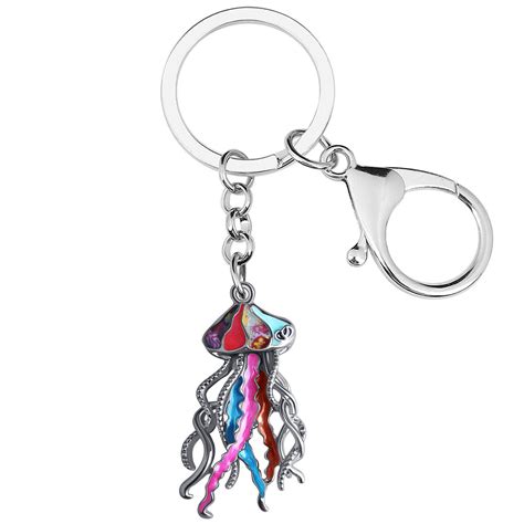 Enamel Alloy Ocean Jellyfish Keychains Fishes Jewelry Car Purse Key