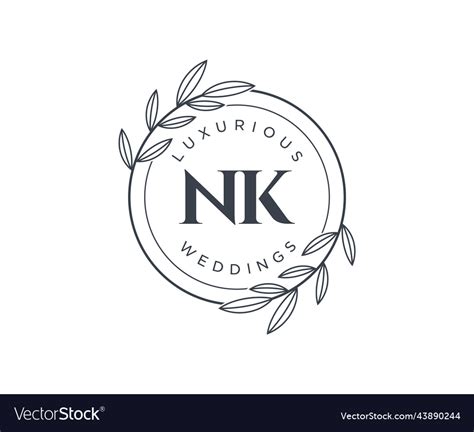 Nk Initials Letter Wedding Monogram Logos Vector Image