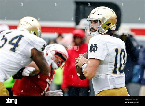 Notre Dame Quarterback Sam Hartman 10 Prepares To Throw The Ball