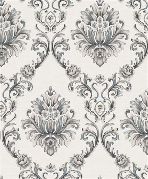 Grey And White Damask Wallpaper A22 14p11 Decor City