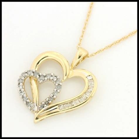 Solid 10k Yellow Gold 0 20ctw Genuine Diamonds Heart Shape Necklace