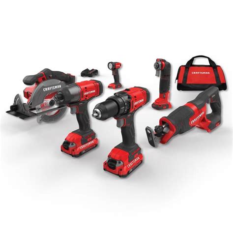 Craftsman V20 6 Tool 20 Volt Max Lithium Ion Power Tool Combo Kit Charger Included And 2