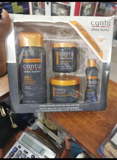 Cantu Mens Collection 3 In 1 Shampoo Conditioner Body Wash Cream Pomade Leave In Cond Head