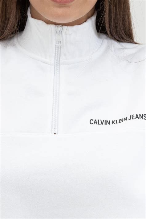 Calvin Klein Vertical Institutional Half Zip Kadın Bisiklet Yaka Sweatshirt 8719854088417