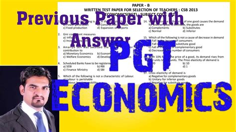 PGT Economics Previous Year Question Paper With Answers YouTube