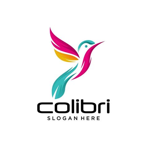 Resumen Colorido Colibr Colibri P Jaro Logo L Nea Contorno Monoline