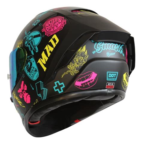 Casco Kov Aircut Smash Multi Color Para Moto Mica Iridium Meses Sin