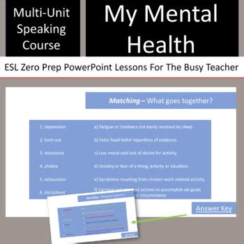 My Mental Health Esl Adult Conversation Course B Ppt Tpt