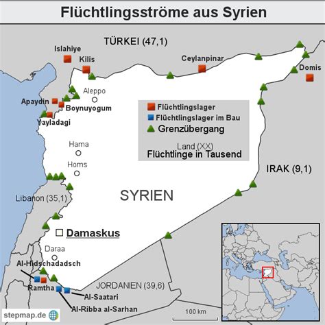 Stepmap Fl Chtlingsstr Me Aus Syrien Landkarte F R Syrien