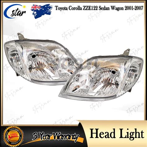 Pair LH RH Headlight Front Lamp For Toyota Corolla ZZE122 Sedan Wagon