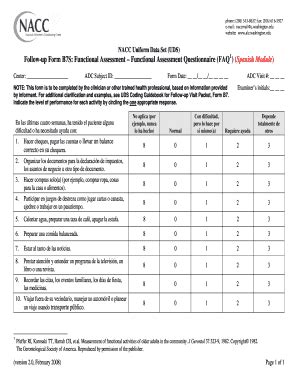 Fillable Online Alz Washington Nacc Uniform Data Set Uds Follow Up Form