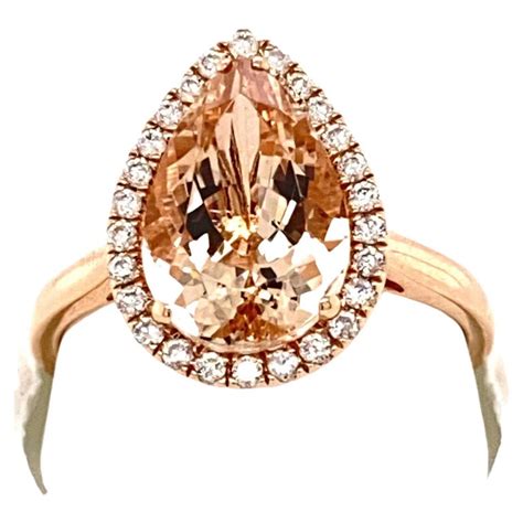 Pear Shaped Natural 2 79ct Morganite And Diamond Rose Gold Engagement