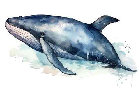 Premium AI Image | Watercolor whale illustration on white background