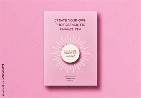 Enamel Pin Mockup Template Card Logo Soft Apparel Clothes Stock ...