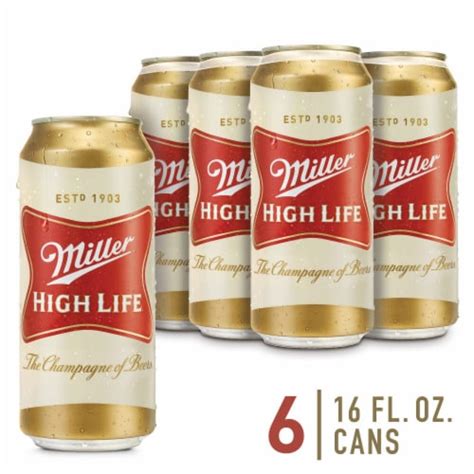 Miller High Life Beer American Lager Beer 6 Cans 16 Fl Oz Ralphs