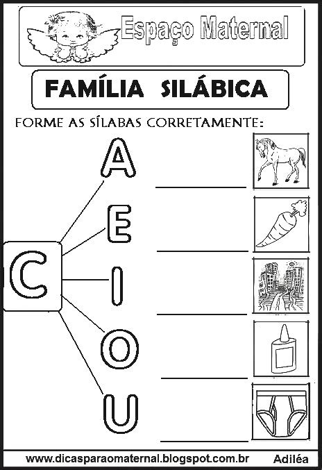 ATIVIDADES AS FAMÍLIAS SILÁBICAS PARA IMPRIMIR E COLORIR Espaço