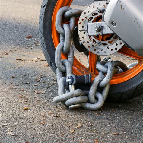 Motorcycle Anti Theft Chain With Padlock Security Lock On Rear Wheel