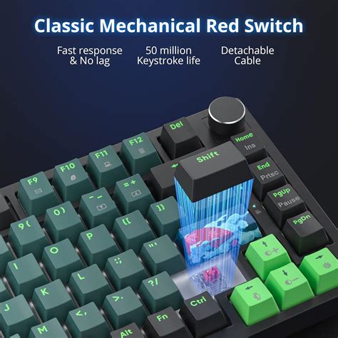 Fogruaden Wired 75% Percent Mechanical Keyboard Hot Swappable Red ...